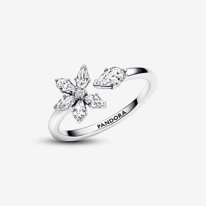 Sparkling Herbarium Cluster Open Ring, Size 56