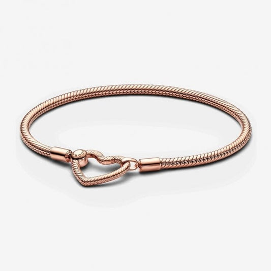 Moments Heart Closure Snake Chain Bracelet, 16cm