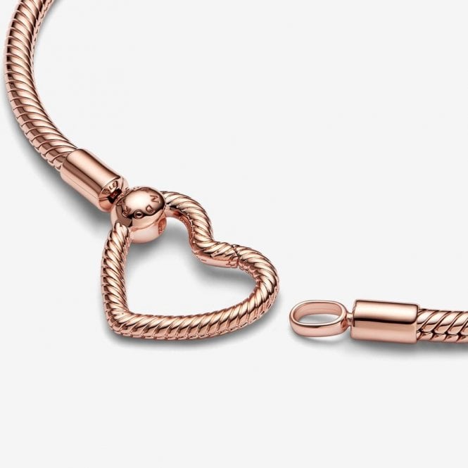 Moments Heart Closure Snake Chain Bracelet, 16cm