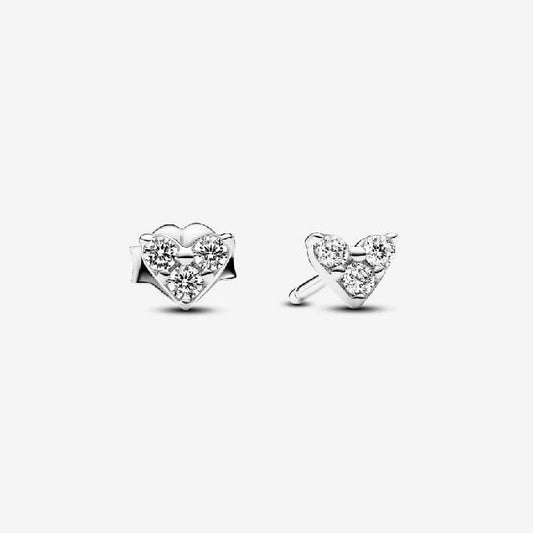 Triple Stone Heart Stud Earrings