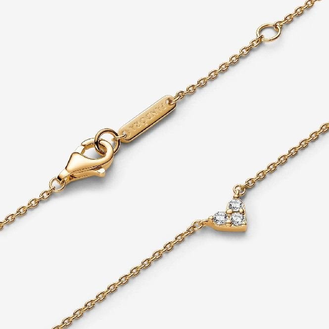 Gold Triple Stone Heart Collier Necklace, 45cm
