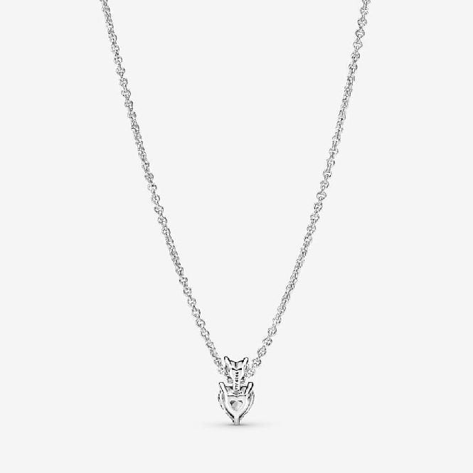 Double Heart Pendant Sparkling Collier Necklace, 45cm