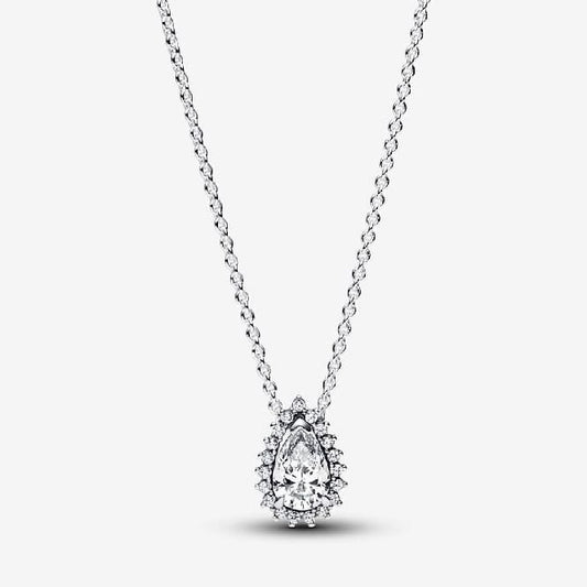 Sparkling Pear Halo Collier Necklace, 45cm