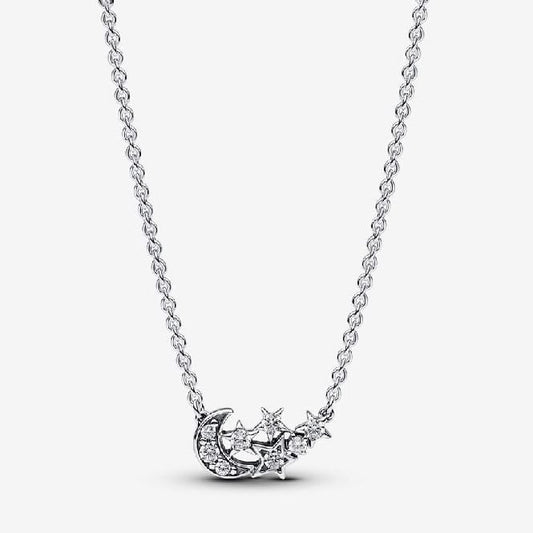 Sparkling Moon & Star Collier Necklace, 45cm