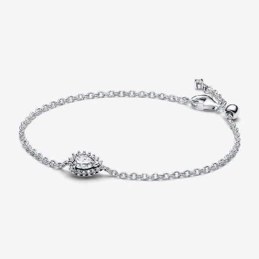 Sparkling Pear Halo Chain Bracelet, 18cm