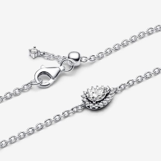 Sparkling Pear Halo Chain Bracelet, 18cm