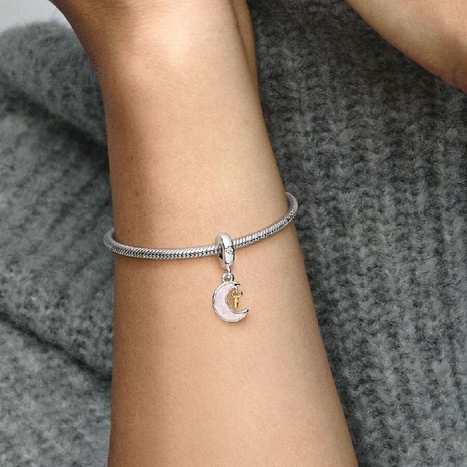 Two-Tone Key & Moon Dangle Charms