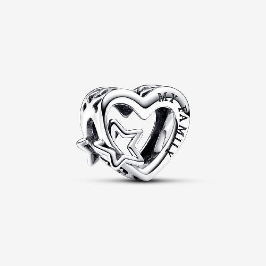 Openwork Family Heart & Star Charms