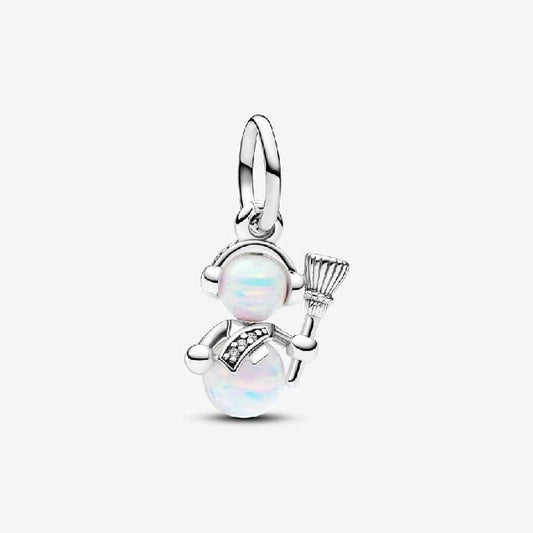 Opalescent Snowman Dangle Charms