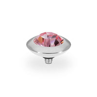 Tondo Silver and Light Rose Crystal Ring Gem Top, 13mm