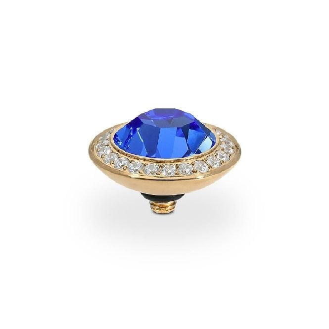 Tondo Deluxe Gold and Blue Sapphire Crystal Ring Gem Top, 13mm