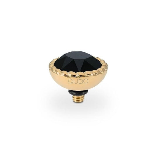 Bocconi Gold and Jet Crystal Ring Gem Top, 11mm