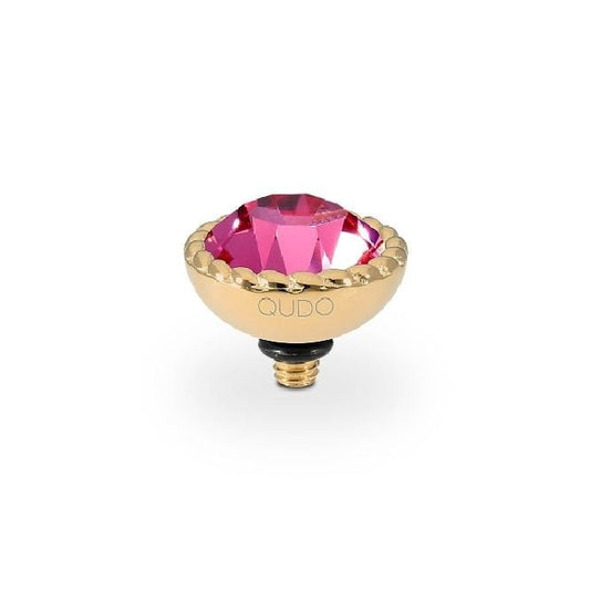 Bocconi Gold and Pink Rose Crystal Ring Gem Top, 11mm