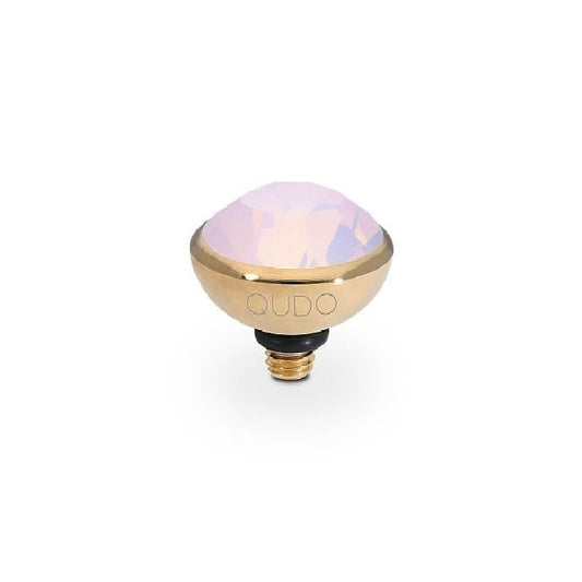 Bottone Gold and Pink Rose Opal Crystal Ring Gem Top, 10mm