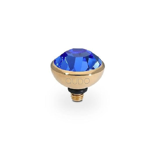 Bottone Gold and Blue Sapphire Crystal Ring Gem Top, 10mm