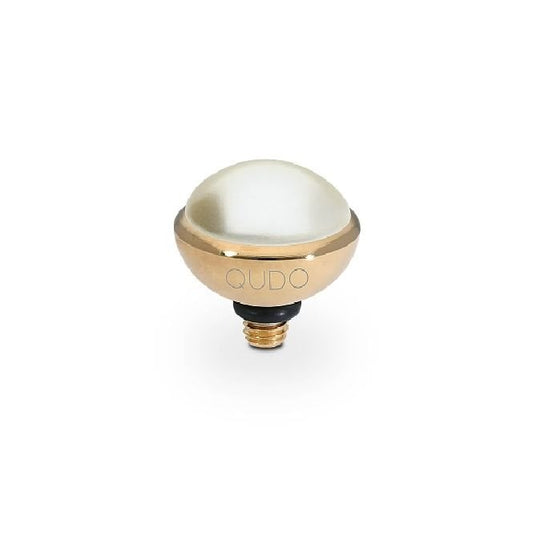 Bottone Gold and Cream Pearl Crystal Ring Gem Top, 10mm