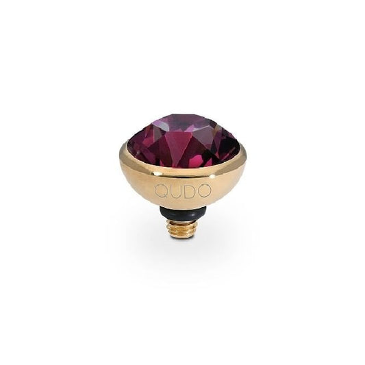 Bottone Gold and Purple Amethyst Crystal Ring Gem Top, 10mm