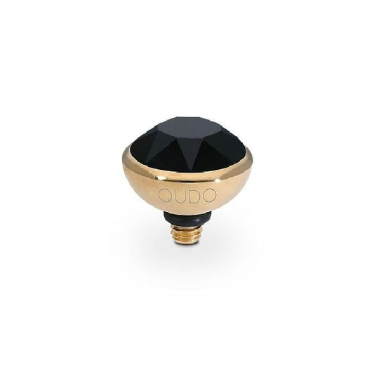 Bottone Gold and Jet Crystal Ring Gem Top, 10mm