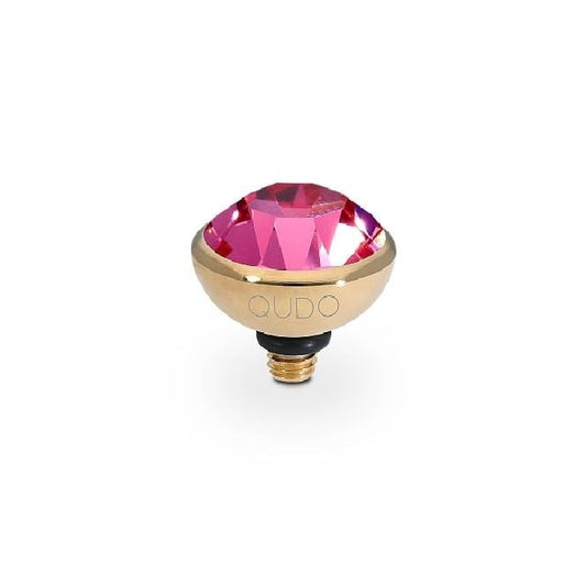 Bottone Gold and Pink Rose Crystal Ring Gem Top, 10mm