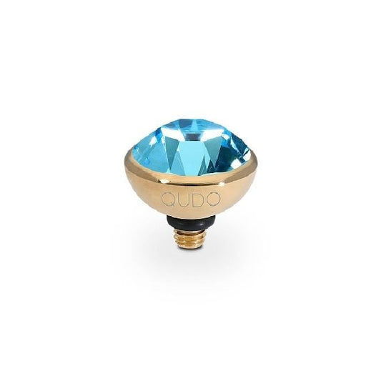 Bottone Gold and Aquamarine Crystal Ring Gem Top, 10mm