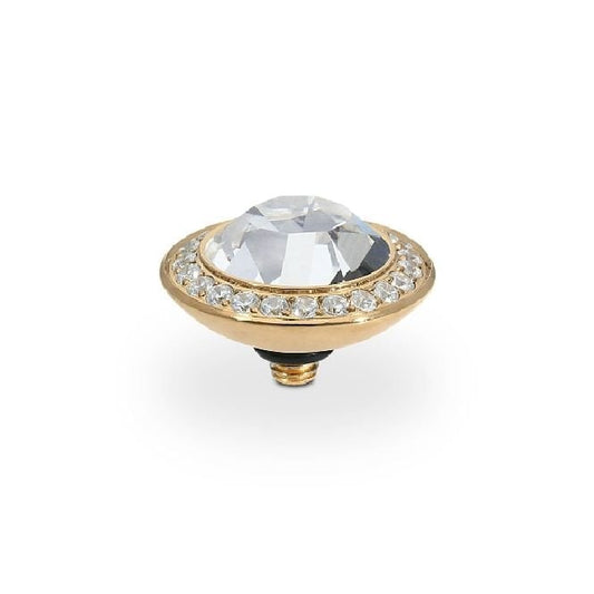 Tondo Deluxe Gold and Clear Crystal Crystal Ring Gem Top, 13mm