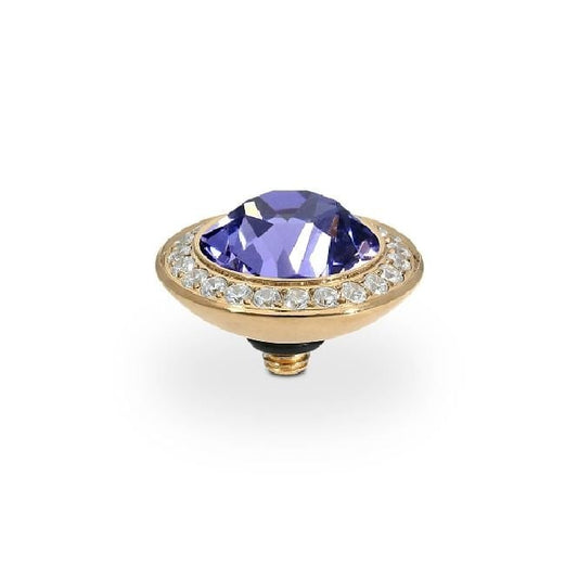 Tondo Deluxe Gold and Violet Tanzanite Crystal Ring Gem Top, 13mm