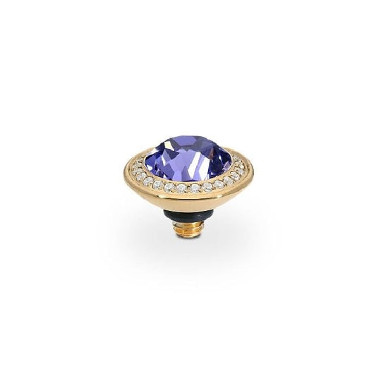 Tondo Deluxe Gold and Violet Tanzanite Crystal Ring Gem Top, 9mm