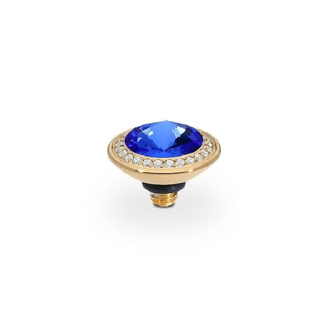 Tondo Deluxe Gold and Blue Sapphire Crystal Ring Gem Top, 9mm