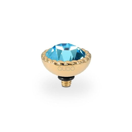 Bocconi Gold and Aquamarine Crystal Ring Gem Top, 11mm