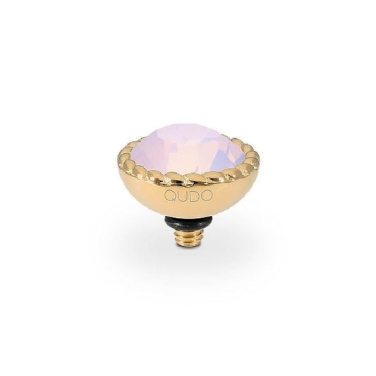 Bocconi Gold and Pink Rose Opal Crystal Ring Gem Top, 11mm