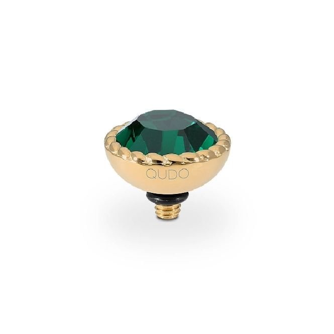 Bocconi Gold and Green Emerald Crystal Ring Gem Top, 11mm
