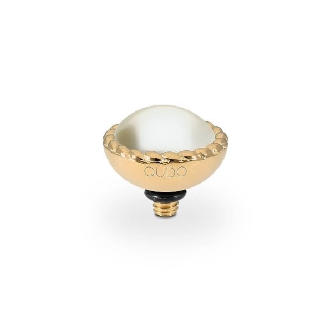 Bocconi Gold and Cream Pearl Crystal Ring Gem Top, 11mm