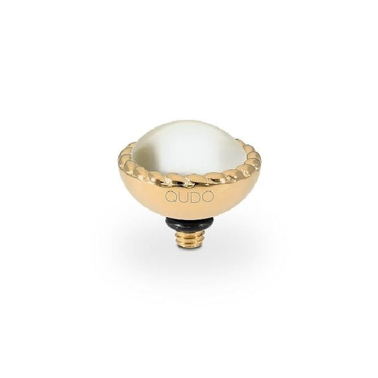 Bocconi Gold and Cream Pearl Crystal Ring Gem Top, 11mm