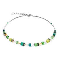 GeoCUBE Iconic Lite Necklace in Silver & Green