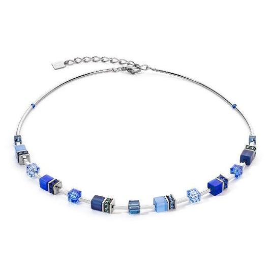 GeoCUBE Iconic Lite Necklace in Silver & Blue