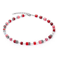 GeoCUBE Iconic Pure Necklace in Silver & Red