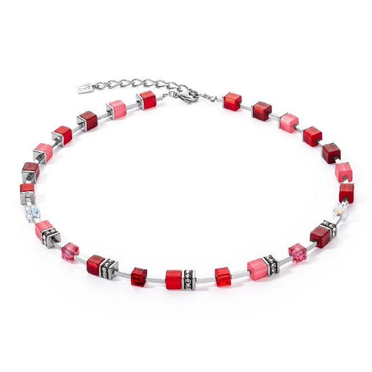 GeoCUBE Iconic Pure Necklace in Silver & Red