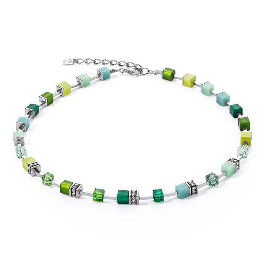 GeoCUBE Iconic Pure Necklace in Silver & Green