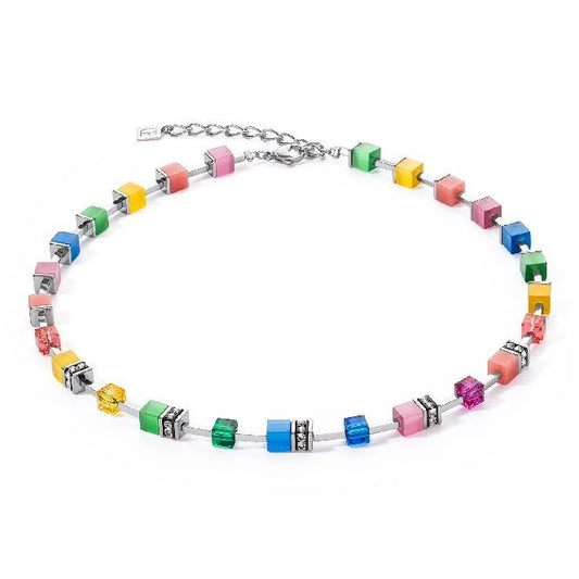 GeoCUBE Iconic Pure Necklace in Silver & Rainbow Multicolours
