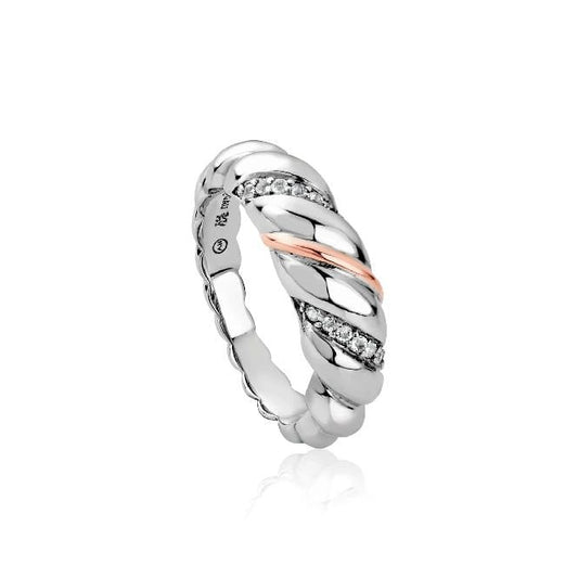 Lover's Twist Silver Slim Ring, Size O