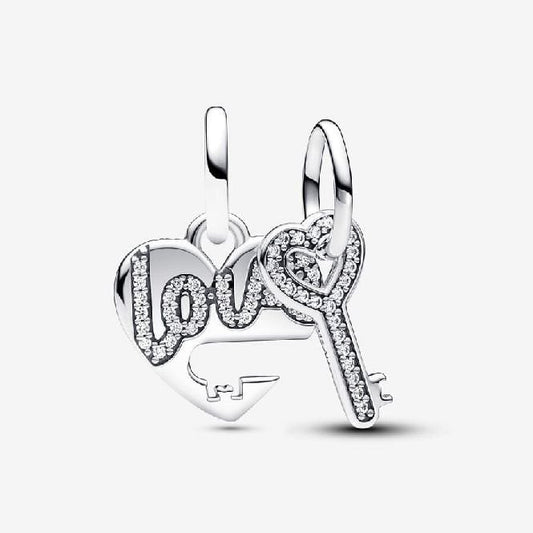 Splittable Heart & Key Dangle Charms