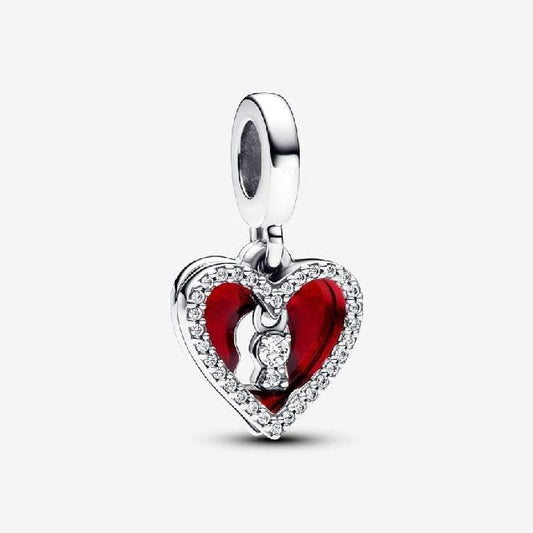 Red Heart & Keyhole Double Dangle Charms