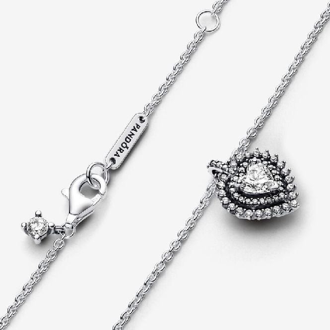 Sparkling Heart Halo Pendant Necklace, 45cm