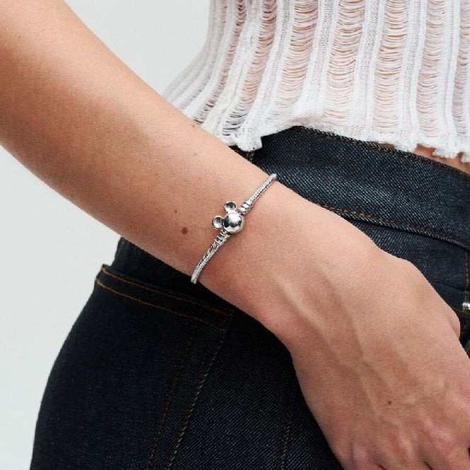 Disney Mickey Mouse Clasp Moments Snake Chain Bracelet, 19cm