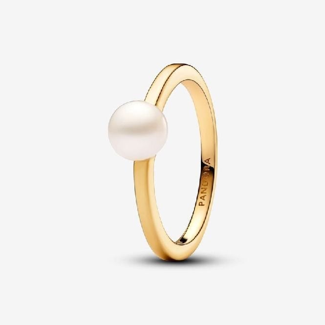 Gold Treated Freshwater Cultured Pearl Ring, Size 52