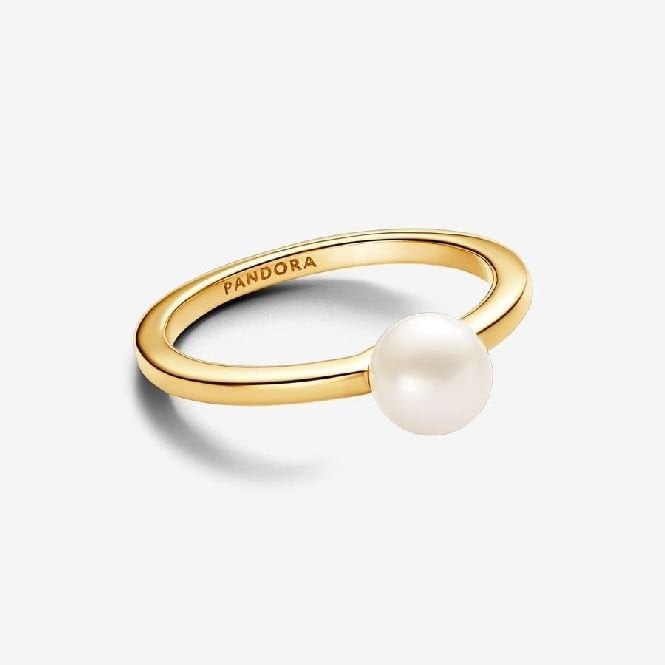 Gold Treated Freshwater Cultured Pearl Ring, Size 52