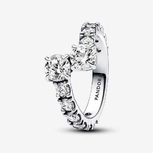 Sparkling Overlapping Band Ring, Size 52