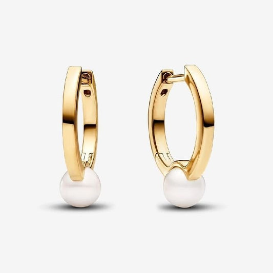 Gold Treated Freshwater Cultured Pearl Hoop Earrings