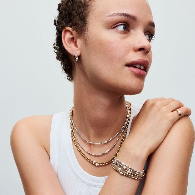 Treated Freshwater Cultured Pearl & Beads Hoop Earrings