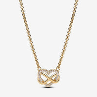 Gold Sparkling Infinity Heart Collier Necklace, 50cm